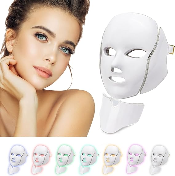 Máscara LED Facial 7 Colores - Fototerapia Antienvejecimiento