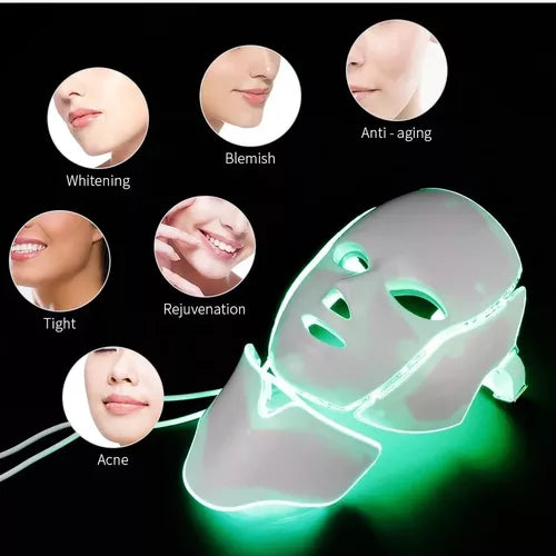 Máscara LED Facial 7 Colores - Fototerapia Antienvejecimiento
