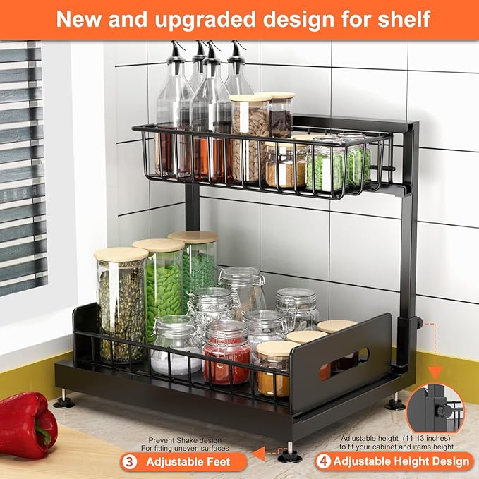 Organizador de Cocina Bajo Fregadero con 2 Niveles Deslizables