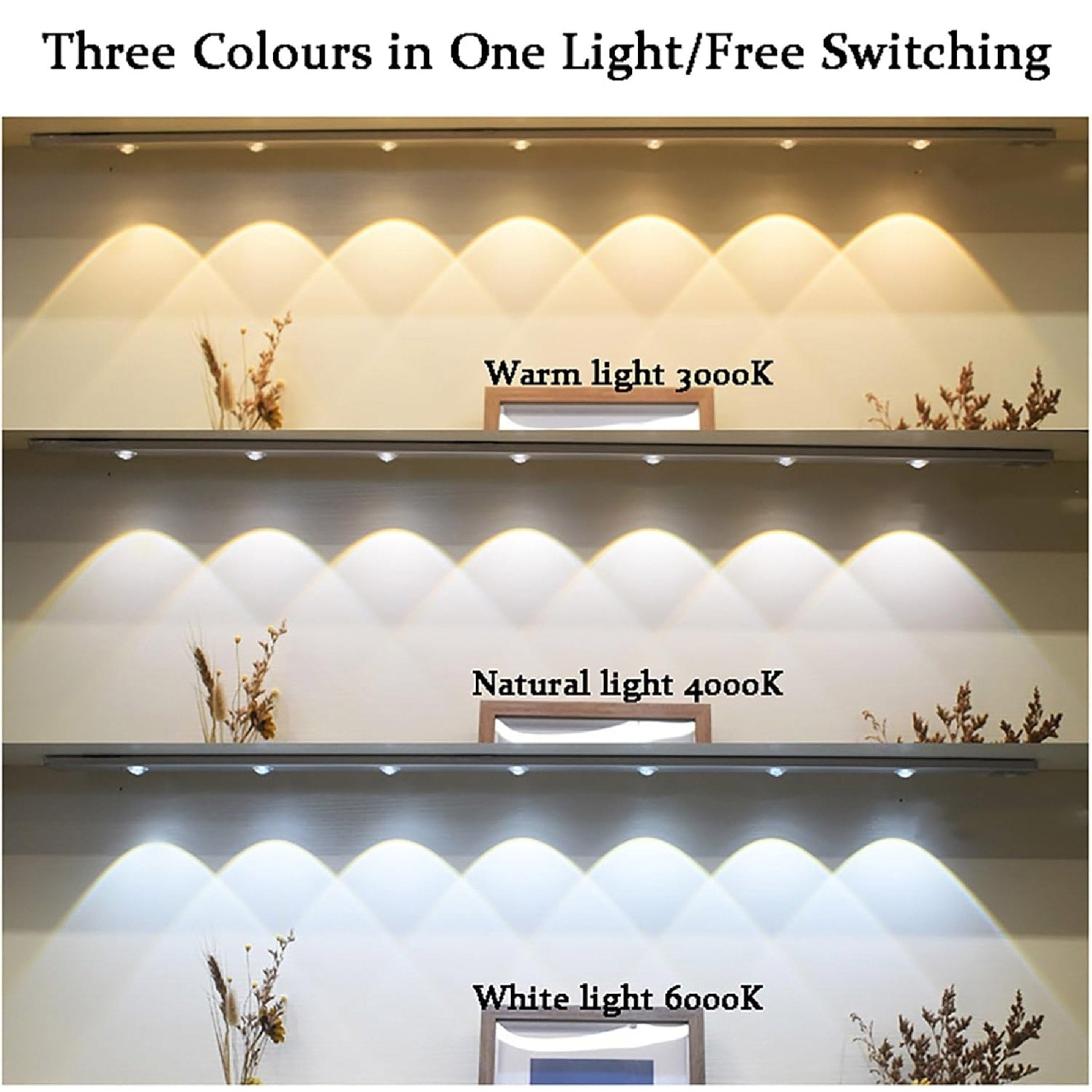 Luz 4 LED para Gabinete con Sensor de Movimiento - 3 Temperaturas de Color - USB Recargable