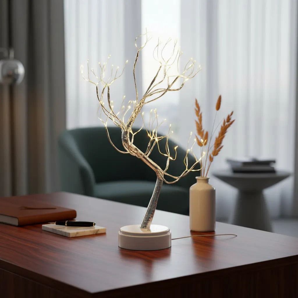 Lámpara Árbol Bonsái LED – Luz Nocturna Decorativa con Ramas de Cobre