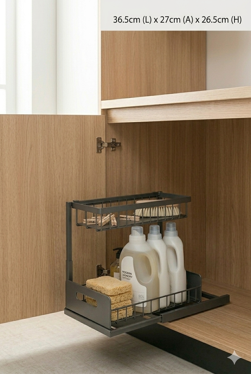 Organizador de Cocina Bajo Fregadero Pull-Out con 2 Niveles - 50 Lbs