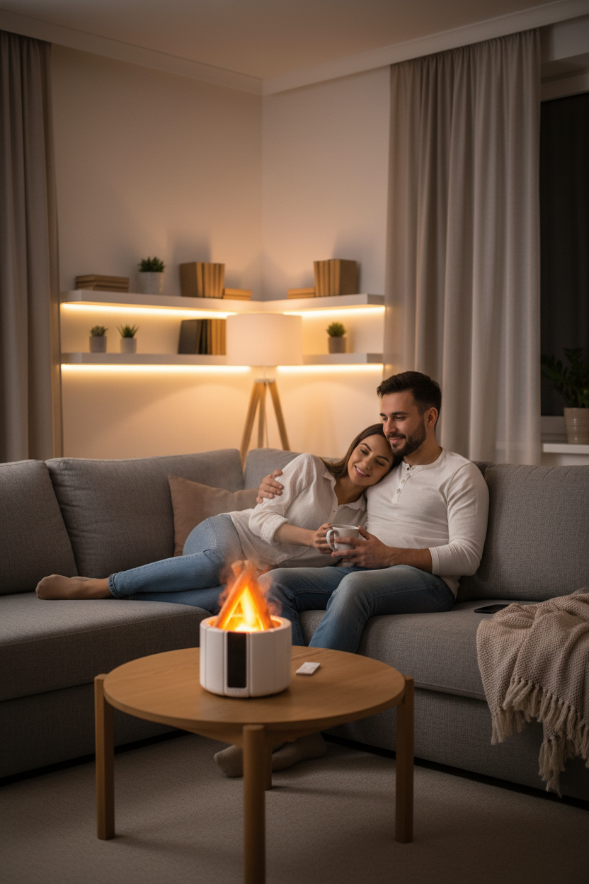 Ambiente romántico con fogata