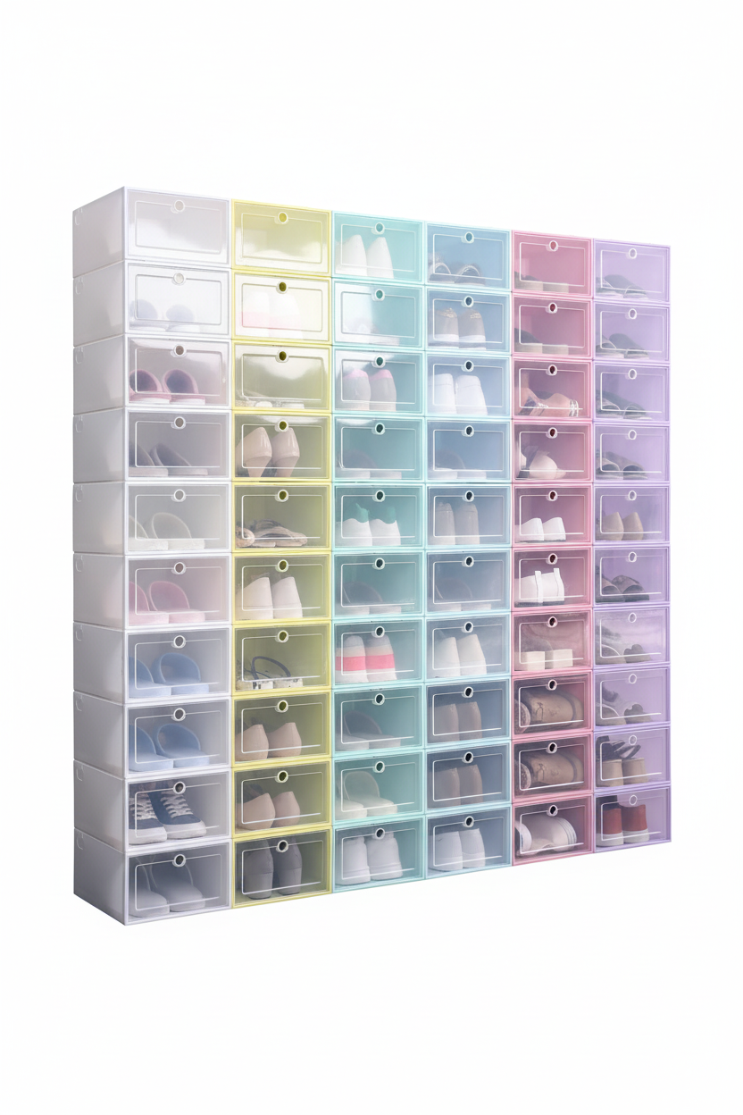 Cajas organizadoras apilables en colores pastel