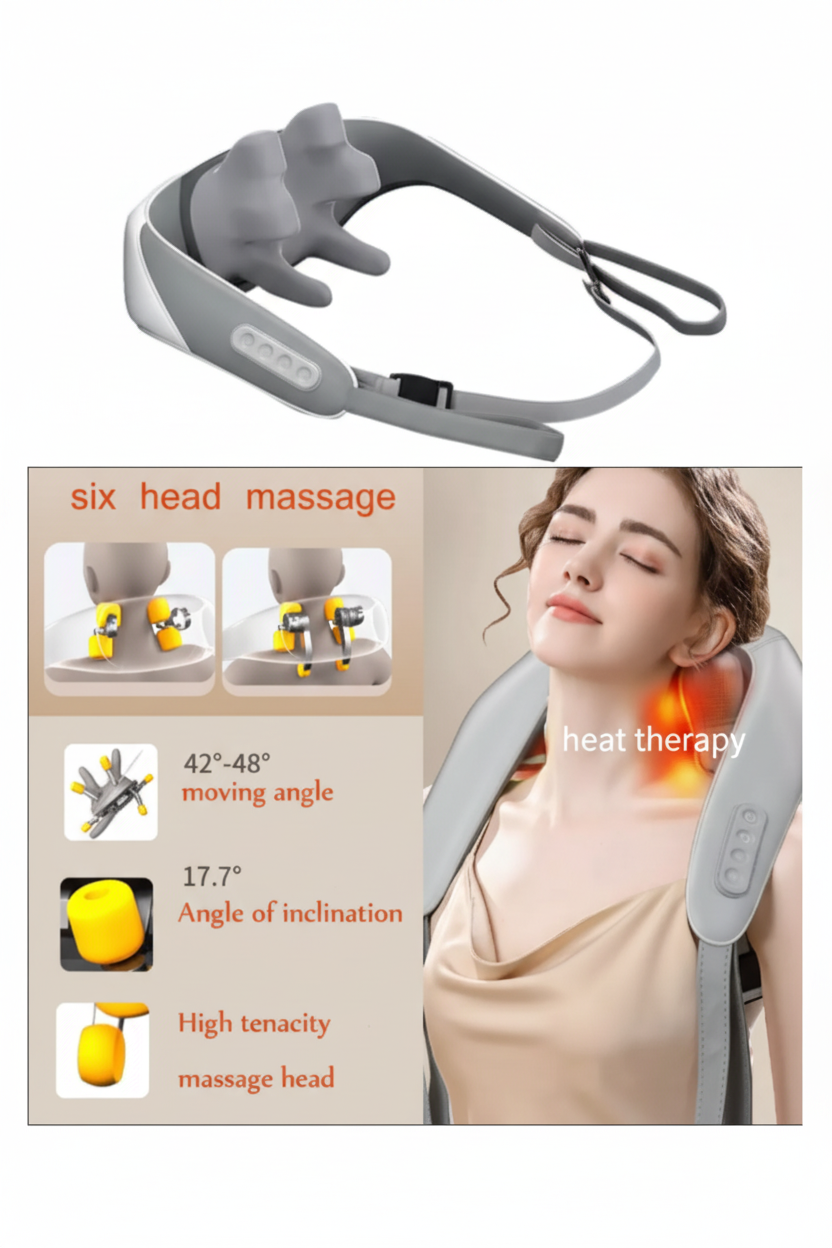 Masajeador cervical profesional con 6 cabezales de masaje