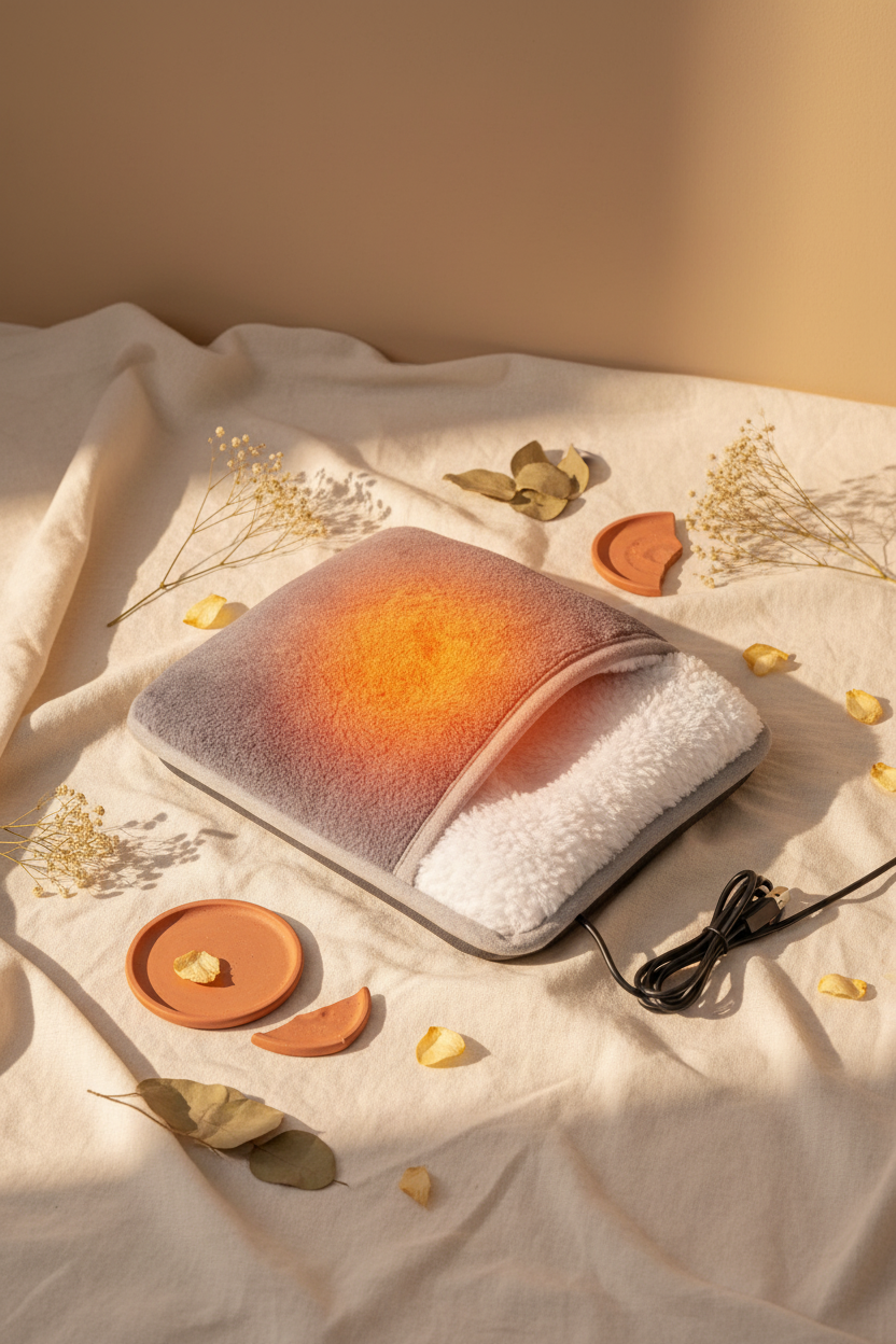 Flat lay editorial calentador de pies – Tusset