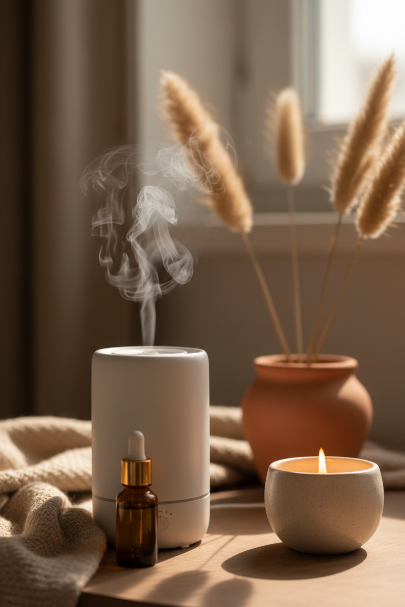 Humidificador difusor con niebla en ambiente cálido