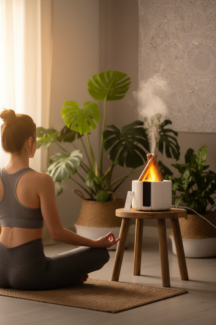 Meditación con humidificador