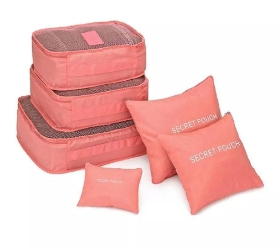 Set Organizadores de Viaje 6 Piezas - Cubos Empacadores con Malla